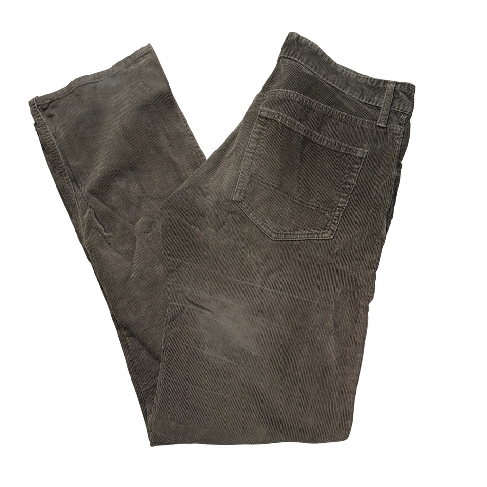 Eddie Bauer Corduroy Pants 32x34 Green Straight Fit 5-Pocket Cotton Trousers